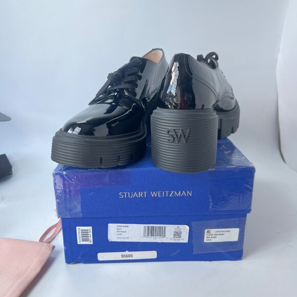 Stuart Weitzman Soho Derby Lug Sole Leather Chunky Heel Loafers Women Size 39 - Picture 10 of 11
